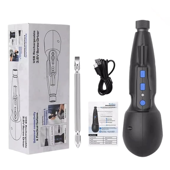 3.6V Cordless Electric Screwdriver with LED Light For Home 1200mah Rechargeable Type C Charging Adjustable