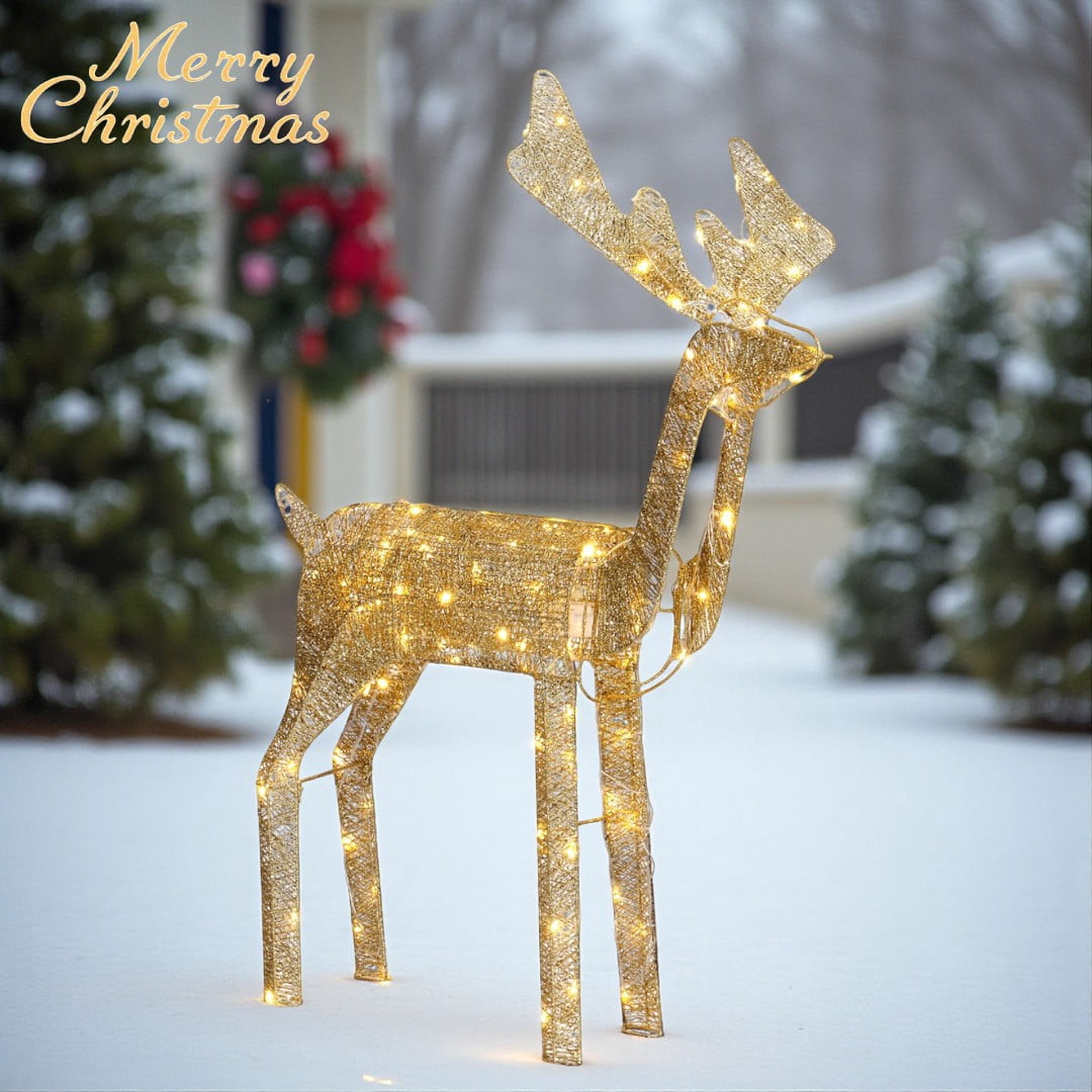 Lulu Home 21 Christmas Lighted Cow - 3D Pre-lit Yard Decoration With Santa Hat