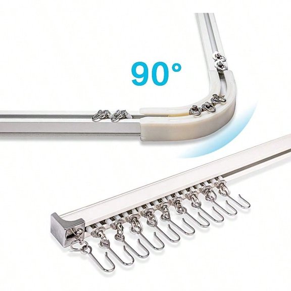 3.6ft10.8ft Upgraded Aluminum Curtain Track Ceiling Or Wall Mount Curtain Rail System With 90 Degree Corner Bends Windows And Room Divider Ceiling Track Set With Runners And Hooks White
