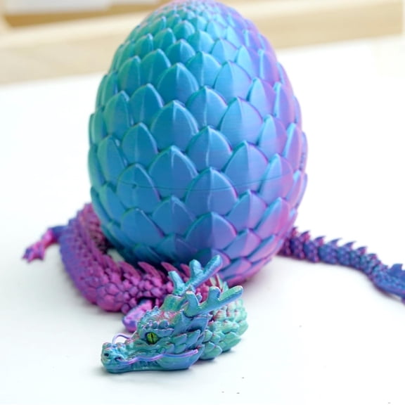3.6inch 3D Printed Dragon Scale Egg Models,Flexible Joint Animal lacertid Figurines, Stress Relief, Fidget restlessness, ADHD Toys, Surprise Fantasy Gifts (PG)