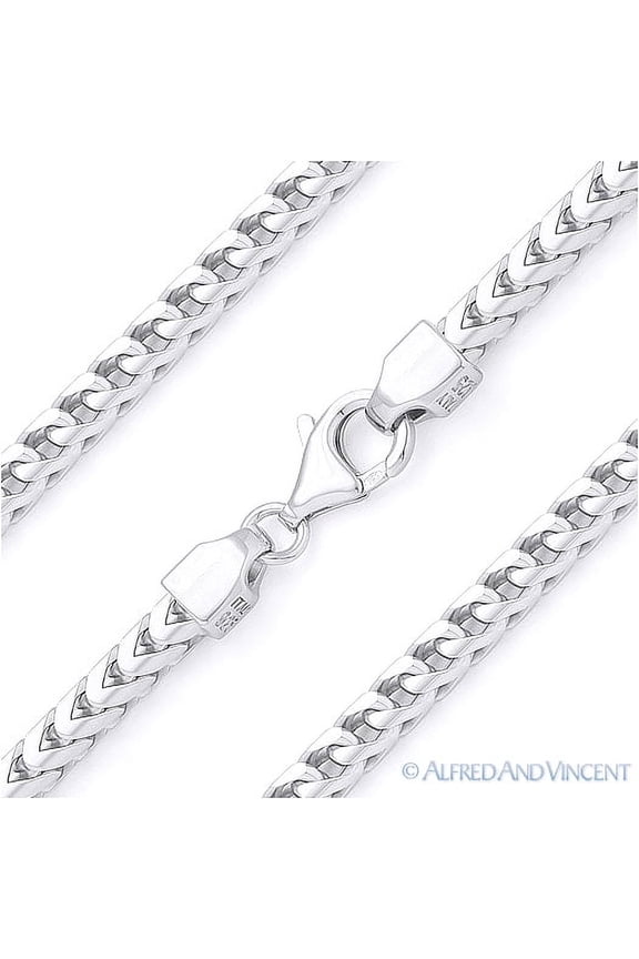 3.6mm Franco Arrow-Link Italian Chain Necklace in .925 Sterling Silver w/ Rhodium