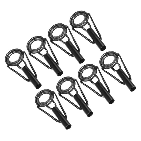 3.6mm Stainless Steel Fishing Rod Tip Repair Kit Pole Ring Guide Replacement, Black 8 Pack