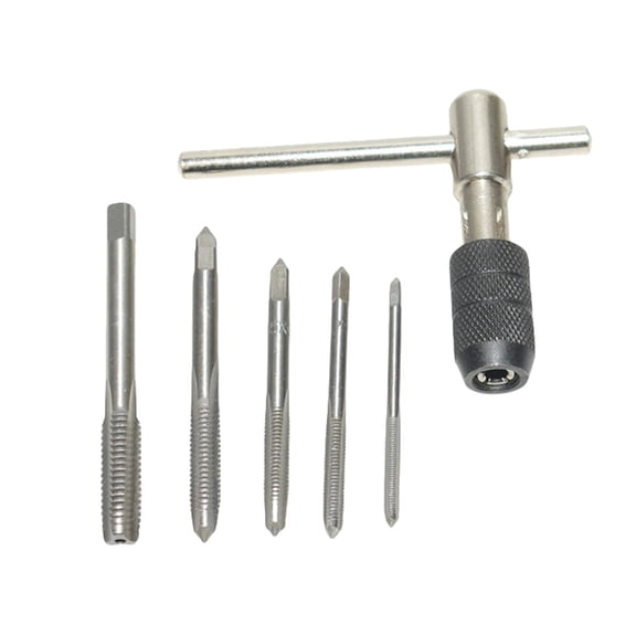 3-6mm T Shaped Tap Wrenches Set with 5 Hand Tap Tapping Screwdriver Wrenches for 3-8 Threading Tasks