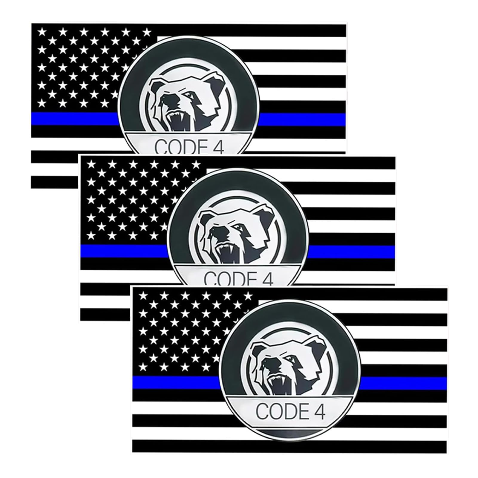 Code 4 Sticker 3/6pcsThin Blue Line Sticker, Code-4 Sticker Police, Blue Line US Flag ...