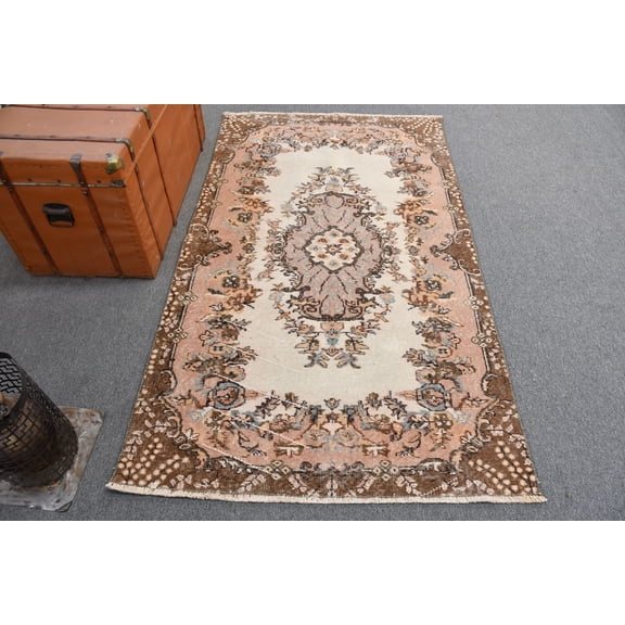 3.6x6.4 ft Accent Rugs, Rugs For Entry, Beige Colorful Rugs, Vintage Rug, Turkish Rug, Oushak Rug, Handwoven Kitchen Rugs