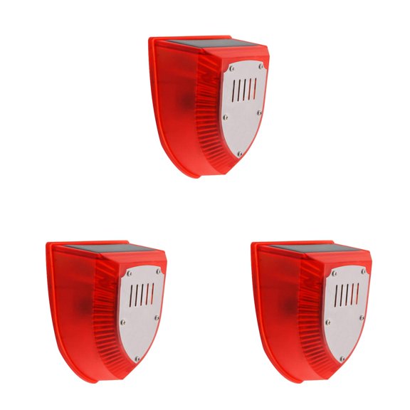 3.7*3.1'' Solar Light & Sound Alarm Motion with Sound Outdoor Motion Sensor Strobe Light Gunshot Sound Alarm Noise Maker Warning Lamp for Pasture, Farm, Yard, Barn, Home