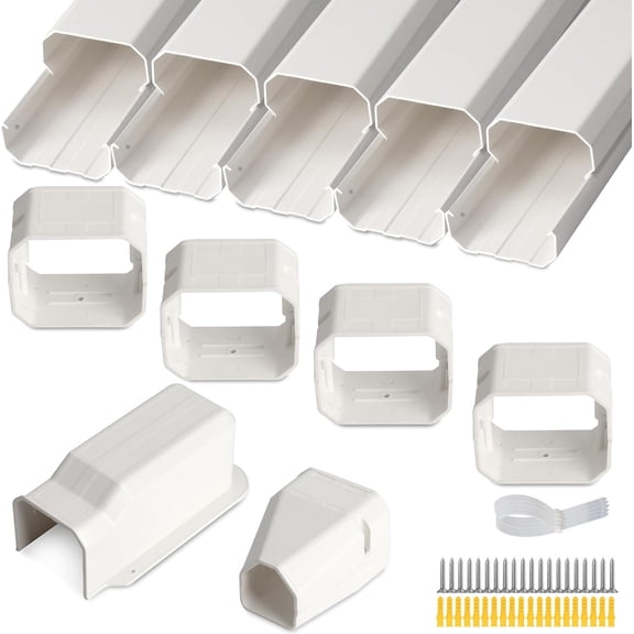 3" 7.5Ft Mini Split Line Set Cover,Plastic Line Kit for Outside Units, Mini Split Air Conditioner, Central AC and Heat Pump