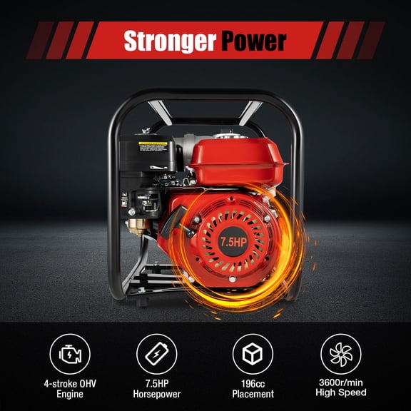 3" 7.5HP Agricultural Irrigation Water Pump Garden Farm Gas Powered Pump