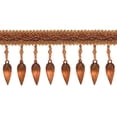 thumbnail image 1 of 3" (7.5cm) Baroque Collection Decorative Beaded Fringe Trim with Fancy Gimp Braid Header, Large Teardrop Design # B78B,, Cinnamon Toast Orange #6122 (Rust, Gold) Sold By The Yard (36"/3 ft/0.9m), 1 of 1