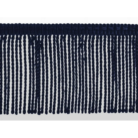 3" (7.5cm) Basic Trim Collection Thin Bullion Fringe Trim with Fancy Woven Gimp Header # BFTC3,, Dark Navy Blue #J3 (Dark Blue) Sold By The Yard (36"/3 ft/0.9m)