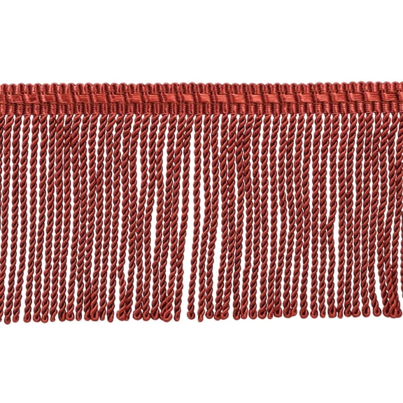 3" (7.5cm) Basic Trim Collection Thin Bullion Fringe Trim with Fancy Woven Gimp Header # BFTC3,, Dark Rust Orange #K35 (Deep Coral) 8 Yards (24 ft/7m)