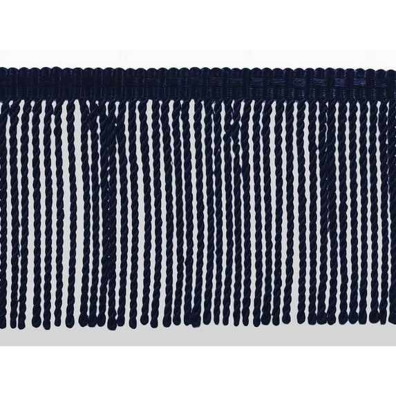 3" (7.5cm) Basic Trim Collection Thin Bullion Fringe Trim with Fancy Woven Gimp Header # BFTC3,, Dark Navy Blue #J3 (Dark Blue) 8 Yards (24 ft/7m)