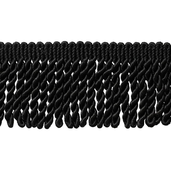 3" (7.5cm) Basic Trim Solid Collection Satiny Bullion Fringe Trim # BFS3,, Pure Black #K9 (Jet Black) 7 Yards (21 ft/6m)
