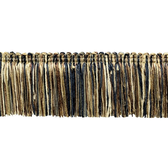 3" (7.5cm) Beautiful Chenille Straight-cut Brush Fringe Trim # 0300CHNLB,, Mocha Brown #CR07 (Beige, Black, Brown) 18 Yards (54 ft/16.5m)