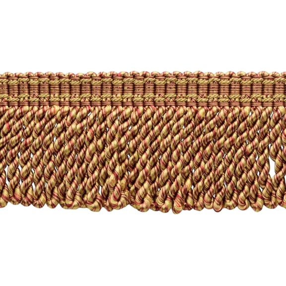 3" (7.5cm) Bullion Fringe Trim with Fancy Woven Gimp Header # BFMLT3WVN,, Bistro Beige #PR02 (Golden Beige, Wine Red, Yellow Gold) Sold By The Yard (36"/3 ft/0.9m)