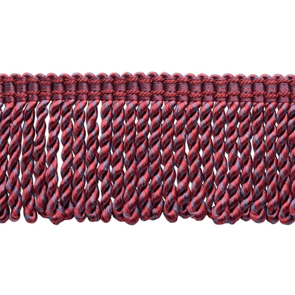 3" (7.5cm) Bullion Fringe Trim with Fancy Woven Gimp Header # BFMLT3WVN,, Wine Medley Purple #PR22 (Violet Purple, Blood Red) Sold By The Yard (36"/3 ft/0.9m)