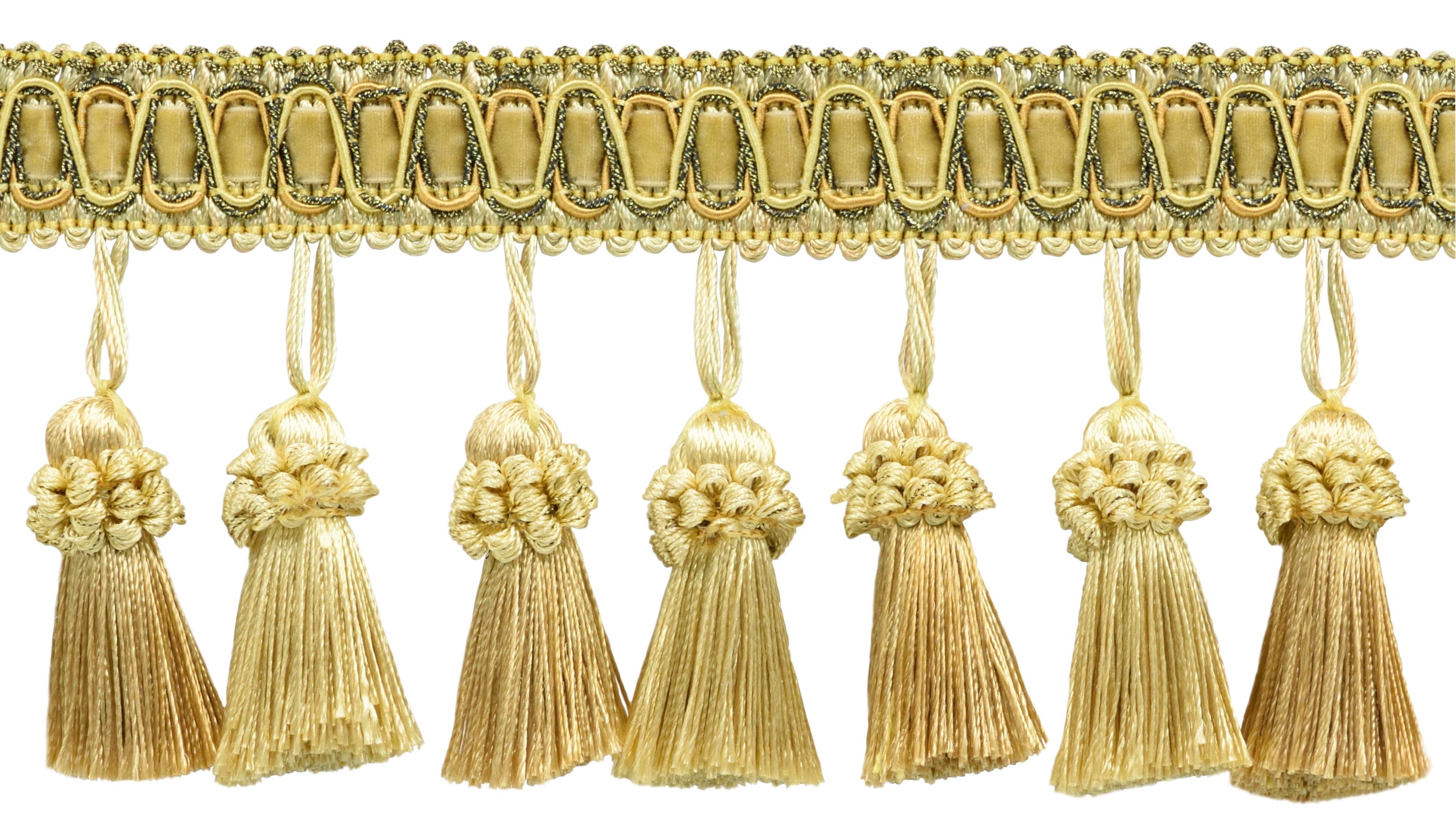 3" (7.5cm) Elegant Noblesse Collection Vintage Tassel Fringe Trim # TFH3CT,, Canary Gold #4875 (Dark Gold, Yellow Gold) Sold By The Yard (36"/3 ft/0.9m)