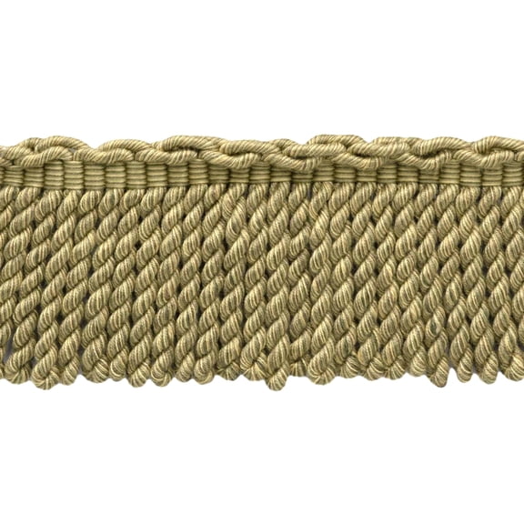 3" (7.5cm) Empress Collection Fancy Vintage Bullion Fringe Trim with Woven Header # BFEMP3,, Beachwood Beige #W126 (Light Beige, Olive Green, Light Brown) 5 Yards (15 ft/4.5m)