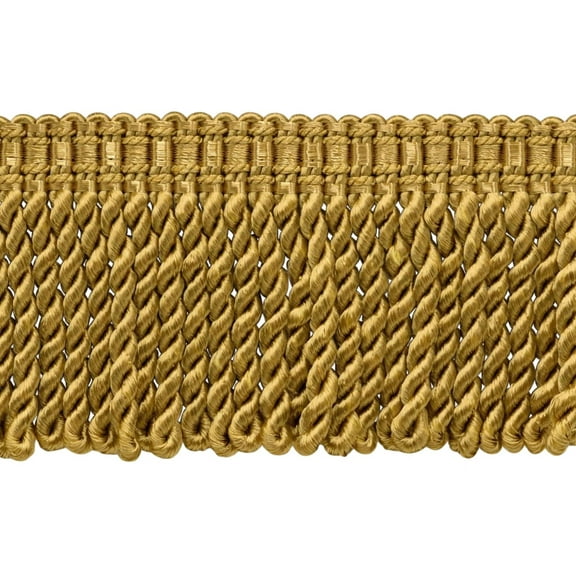 3" (7.5cm) Fancy Solid Woven Gimp Header Satiny Bullion Fringe Trim # BFS3WVN,, Antique Gold #C4 (Dark Yellow Gold) 5 Yards (15 ft/4.5m)