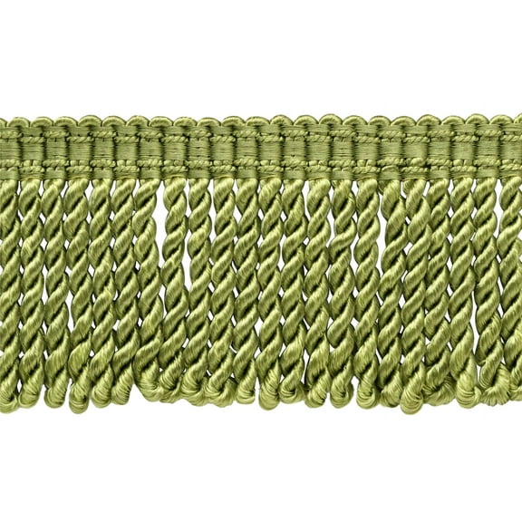 3" (7.5cm) Fancy Solid Woven Gimp Header Satiny Bullion Fringe Trim # BFS3WVN,, Dark Sage Green #L26 (Dark Sage Green) Sold By The Yard (36"/3 ft/0.9m)