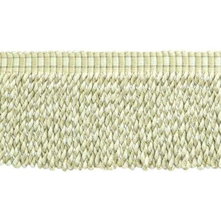 3" (7.5cm) Marrakesh Collection Bullion Fringe Trim with Fancy Woven Header # BFRW3,, Bone Ivory #VL06 (White Ivory, Cream Ivory, Light Beige) Sold By The Yard (36"/3 ft/0.9m)