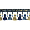 thumbnail image 1 of 3" (7.5cm) Tassel Fringe Trim and Hanging Ball Bead with Fancy Pompom Header # BTFEL3,, Golden Sand Blue #EL11 (Dark Blue, Beige Gold, Light Beige) Sold By The Yard (36"/3 ft/0.9m), 1 of 1