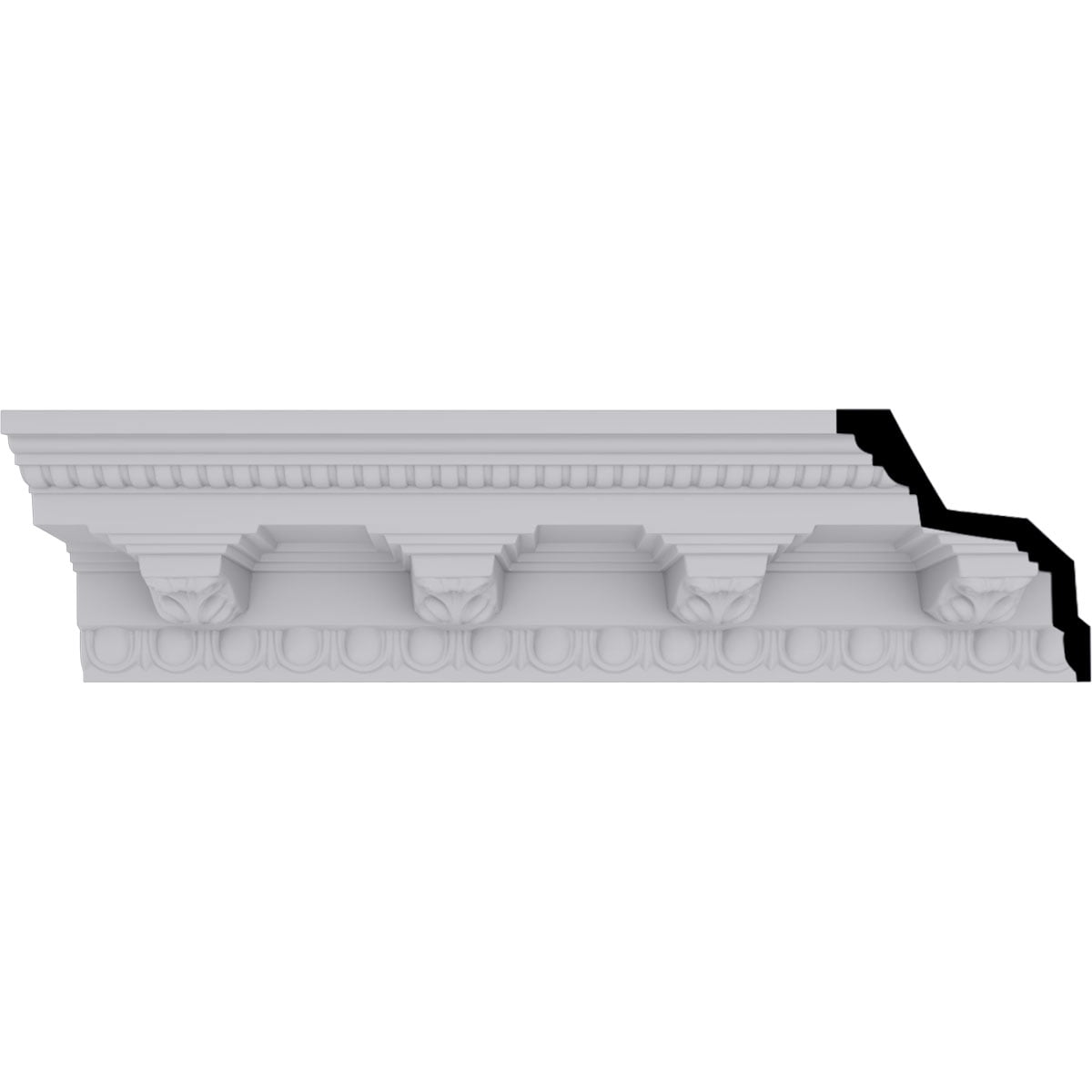 Primed White Polyurethane Attica Crown Moulding, 94.5 inches