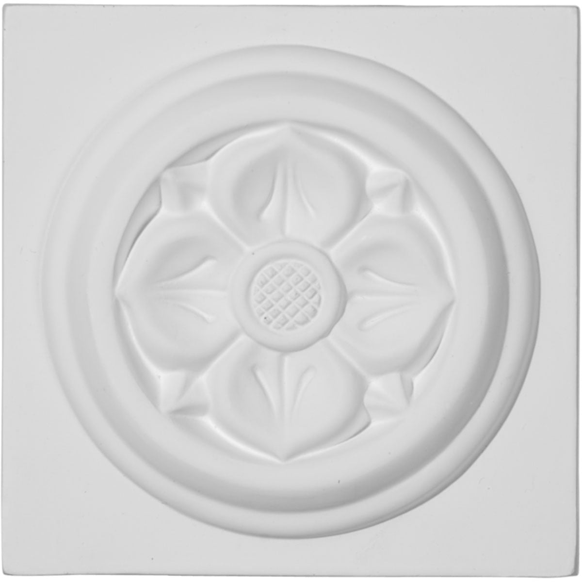 White Polyurethane Flower Plinth Block 3-7/8" x 3-7/8"