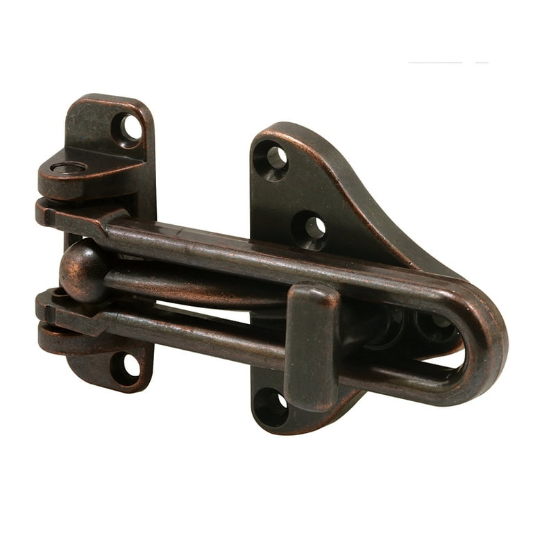 3-7/8 in. Hinged Bar Lock, High Security Door Guard, Diecast Zinc Construction, Classic Bronze Finish 3-7/8 in. Hinged Bar Lock, High Security Door Guard, Diecast Zinc Construction, Classic Bronze Finish