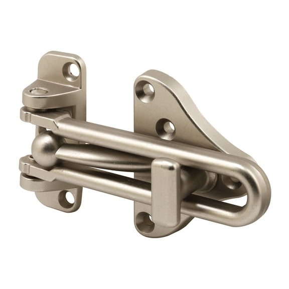 3-7/8 in. Hinged Bar Lock, High Security Door Guard, Diecast Zinc Construction, Satin Nickel Plated Finish