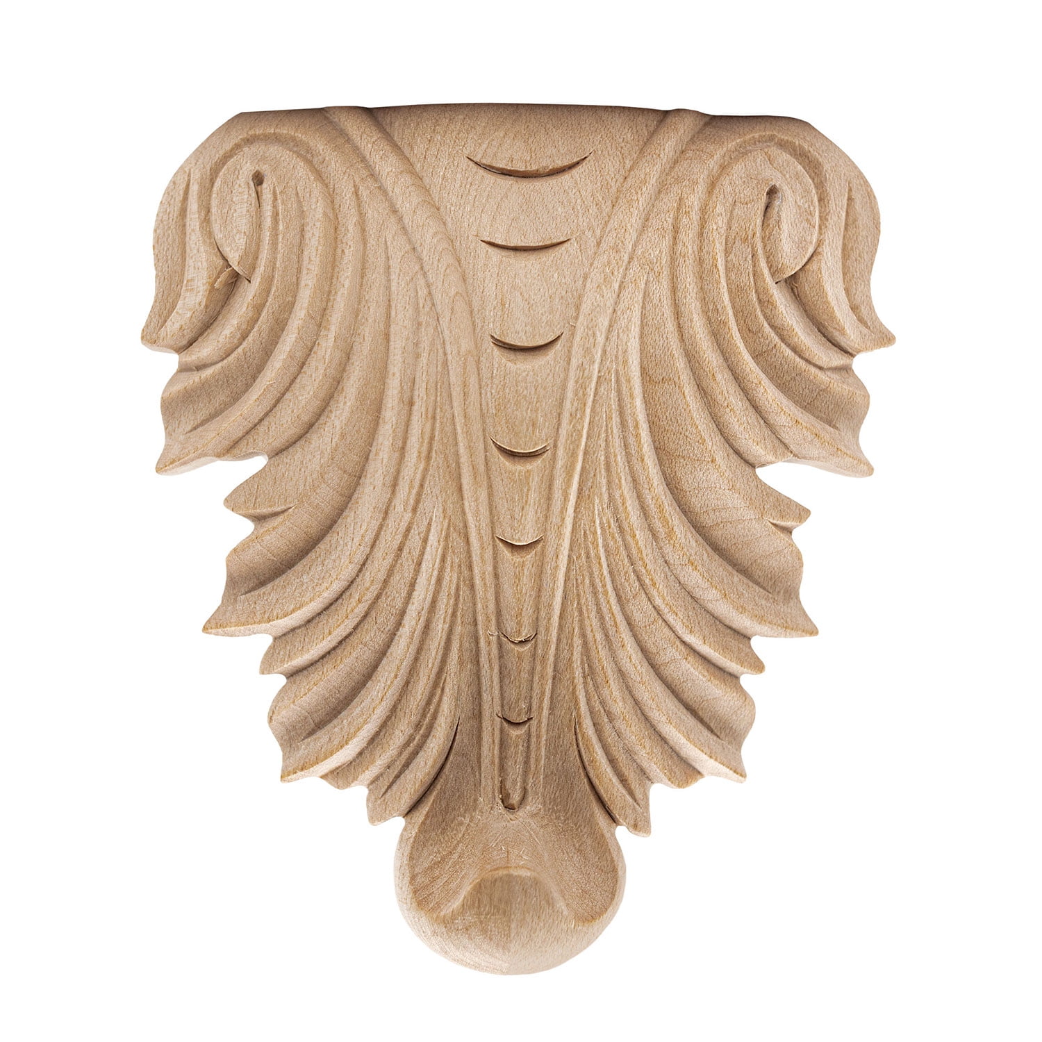 Unfinished Hand Carved Maple Wood Acanthus Onlay Applique