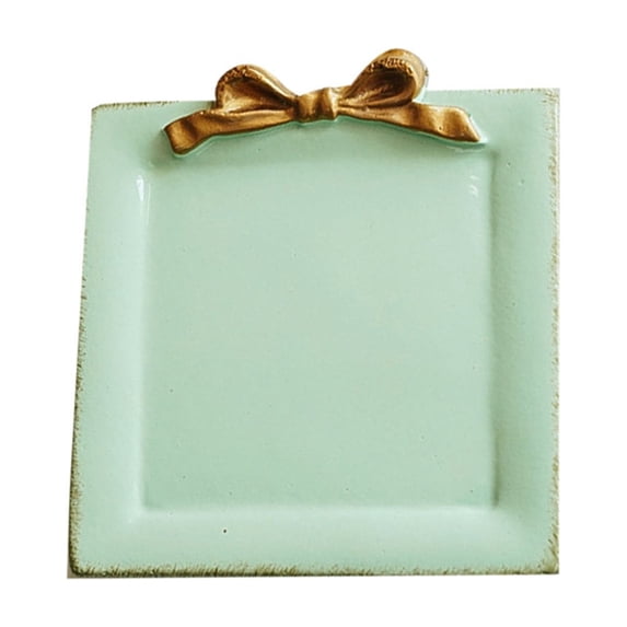 3.7 Inch Jewelry Tray for Home Decor Vintage Bow-Knot Trinket Dish for Bedroom Vintage Square Vanity Tray for Dresser Jewelry Dish Tray for Rings Bracelets Earrings