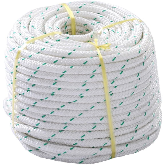 3/7 Inch x 150 Feet Double Braid Polyester Bull Rope Cord Sling with 5900Lbs Tensile Strength for Tree Work, Cargo, Sailing, Rigging, Outdoor Climbing and Camping