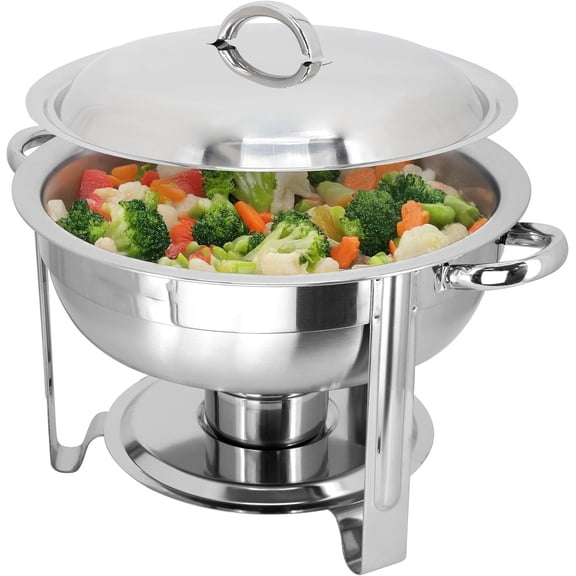 3.7 Quart Round Professional Stainless Steel Chafing Dish Food Warmer Buffet Server Serving Tray