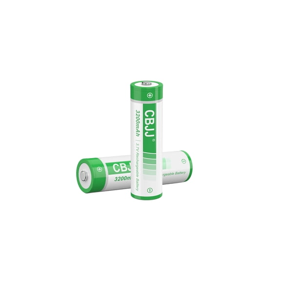 3.7 Volt 18650 Rechargeable Battery Button Top 2 Pack 3200mAh Batteries for Flashlights, Headlamps, Doorbells, etc