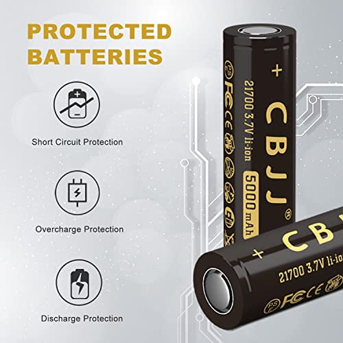 3.7 Volt 21700 Rechargeable Battery 5000mAh Battery Flat Top 3.7V ...