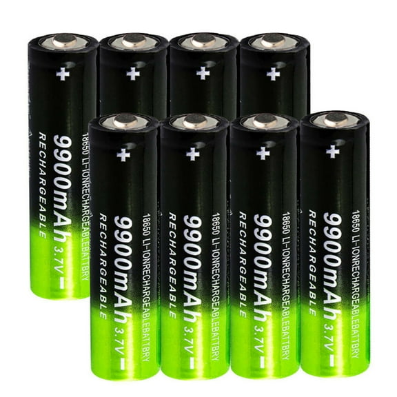 3.7 Volt Rechargeable Battery 9900mAh Battery Flat Top Rechargeable Li-ion Battery for Flashlight,Headlamp(8 Packs)