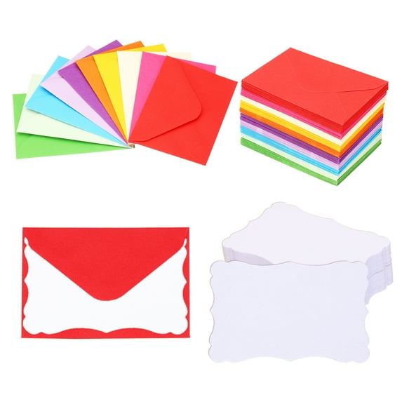 3.7"x2.4" Colorful Mini Envelopes with White Blank Paper Business Cards, 300 Pack Small Index Flash Cards