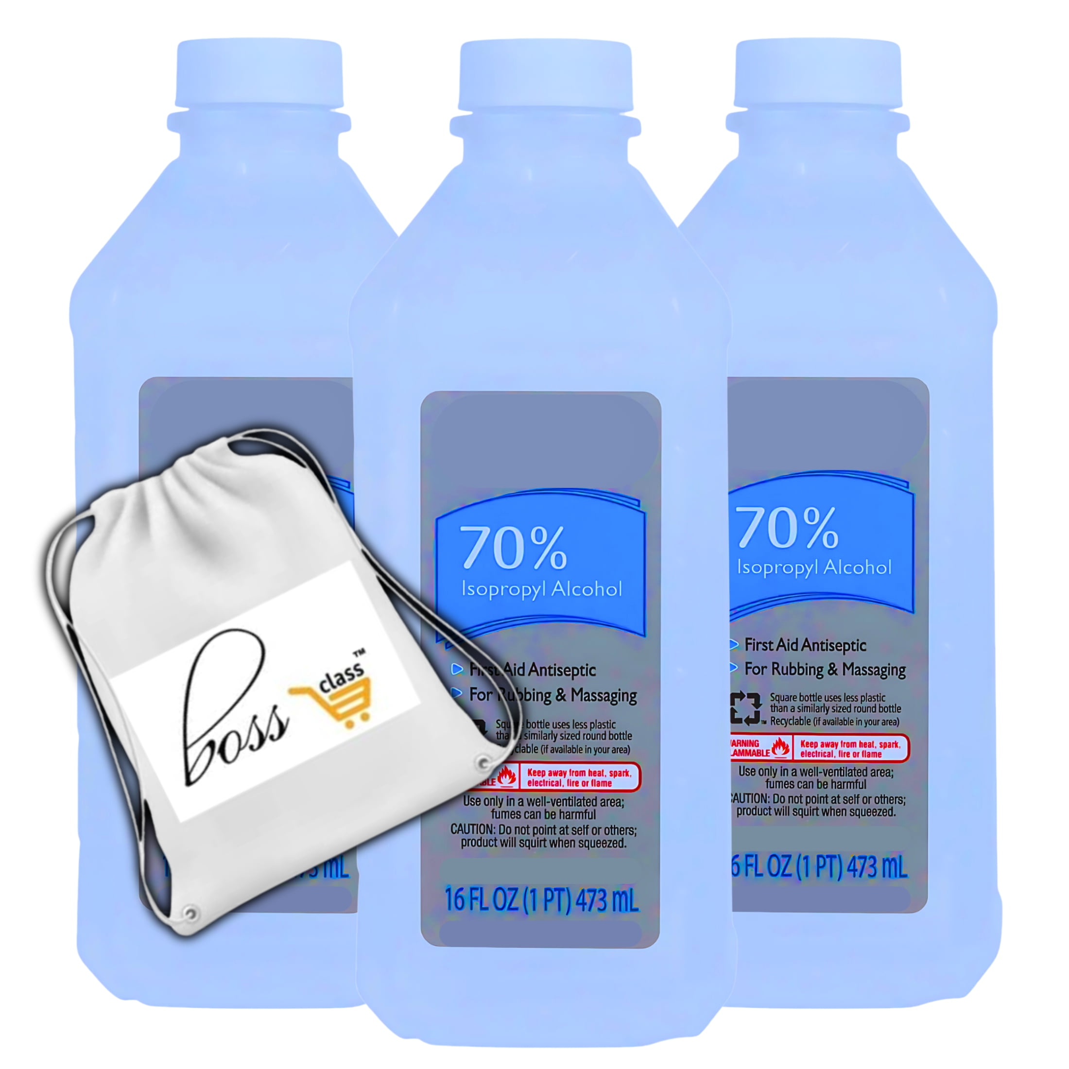 (3) 70 Rubbing Alcohol, 16 Fl Oz First Aid Antiseptic Treatment for