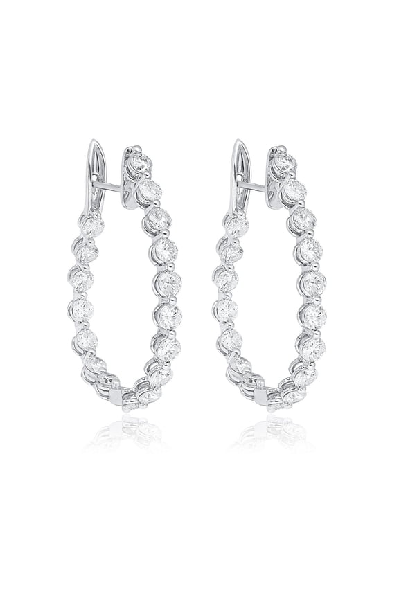 3.72 Carat Diamond Full Eternity Hoop Earrings in 18k White Gold