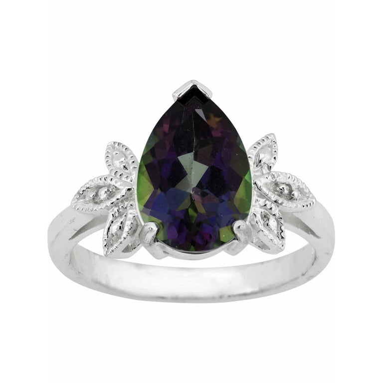 Sterling Silver Pear Shape Garnet and White Topaz Ring Sterling Silver Pear Shape Garnet and White Topaz Ring