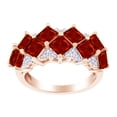 thumbnail image 1 of AFFY 3.74 Ct Square Simulated Garnet & White Cubic Zirconia Band Ring in 14k Rose Gold Over Sterling Silver Ring Size - 7.5, 1 of 1