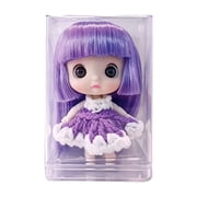 3.74 Mini Crochet Dress Doll Plush, Purple Cute Fashion Doll with Detachable Hair Accessories, Gift for Adult Pretend Play & Collecting