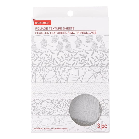 Craft Smart 3.74" x 5.75" Foliage Texture Sheet Set - 3 Double-Sided Plastic Sheets per Set (6 Designs), Ideal for Clay Jewelry & Sculpting, 12 Pack