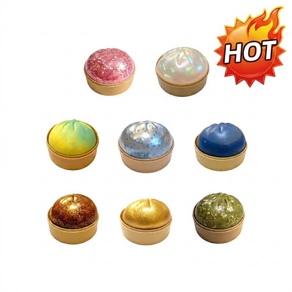 3.74Inch Yellow Glitter Dumpling Squishy