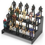 3.75 Action Figure Riser Stand Fit with 4 Tiers Display Shelf and Pegs, Black