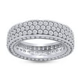 thumbnail image 1 of 3.75 CT Round Cut White Cubic Zirconia Wide Eternity Wedding Band Ring For Women In 14K White Gold Plated 925 Sterling Silver (3.75 Cttw) -6.5, 1 of 7