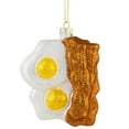 thumbnail image 1 of 3.75" Eggs and Bacon Glittered Glass Christmas Hanging Ornament, 1 of 6