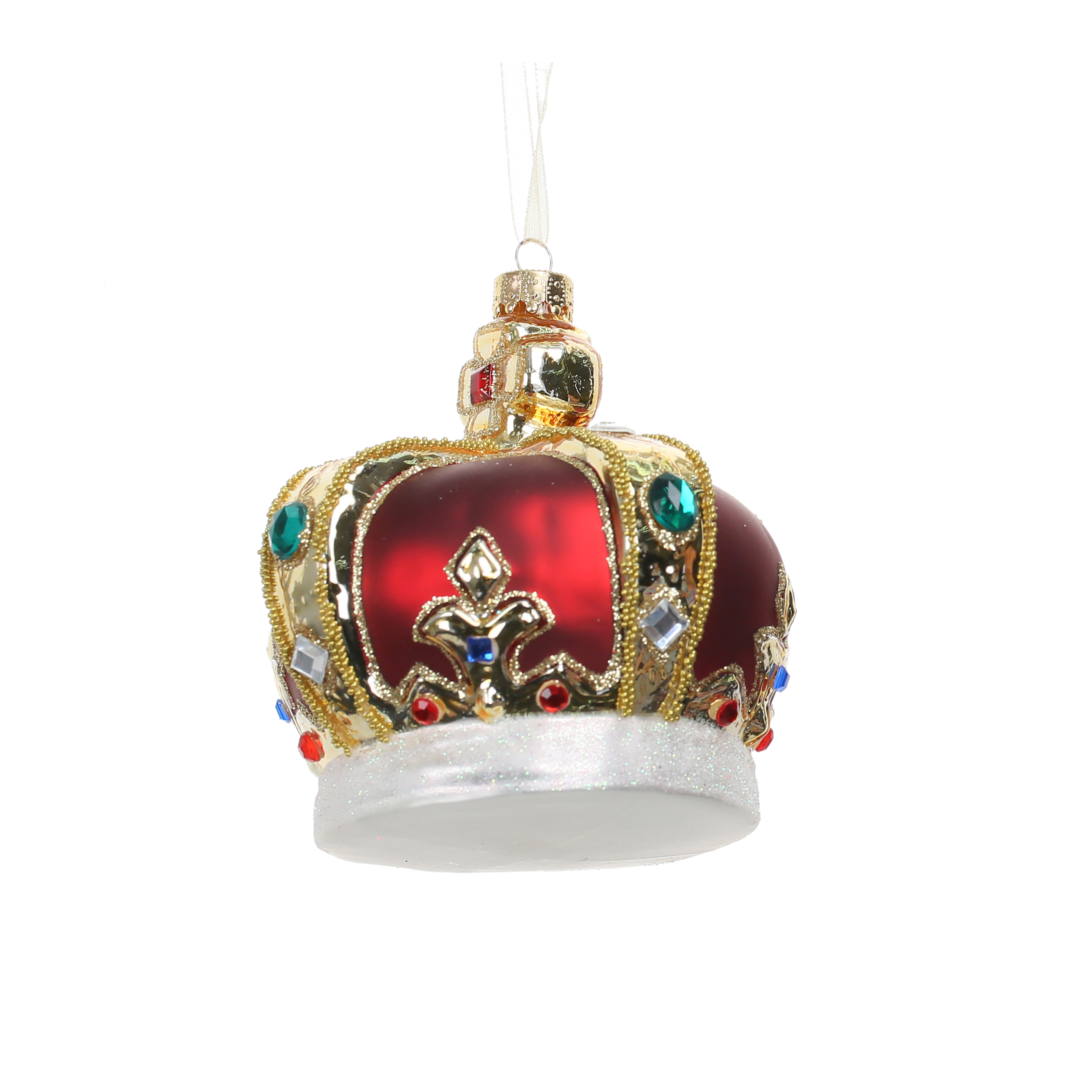 3.75" Red Crown Glass Ornament by Ashland - Christmas and Holiday Home Decor