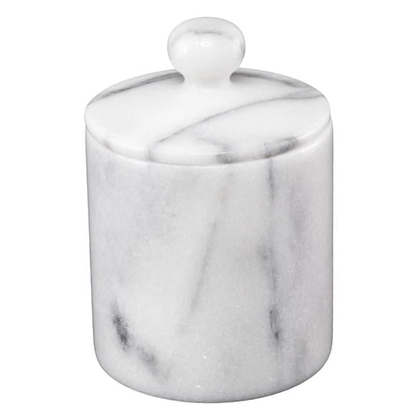3.75 in. SPA Marble Cotton Ball Swab Holder, Natural White